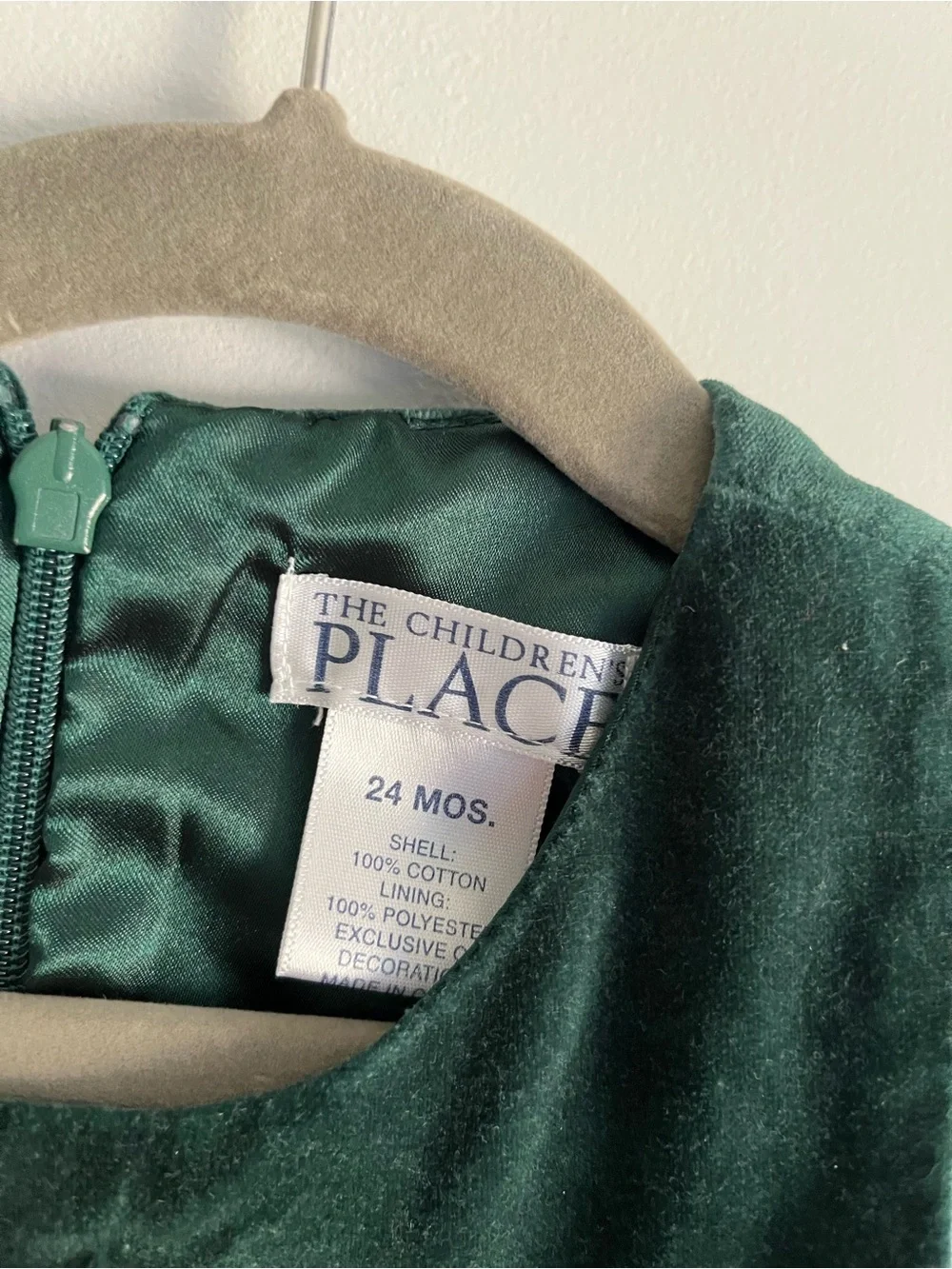 The Children's Place Dark Green Velvet Holiday Dress